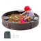Kids Round Sandbox with Cover, 47.2" Outdoor Sand Pit with Seats and Bottom Liner
